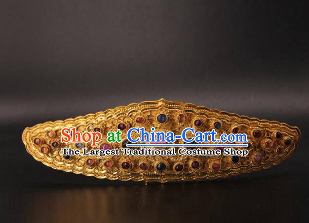 China Ancient Empress Hanfu Hairpin Handmade Palace Hair Accessories Traditional Ming Dynasty Gems Hair Crown