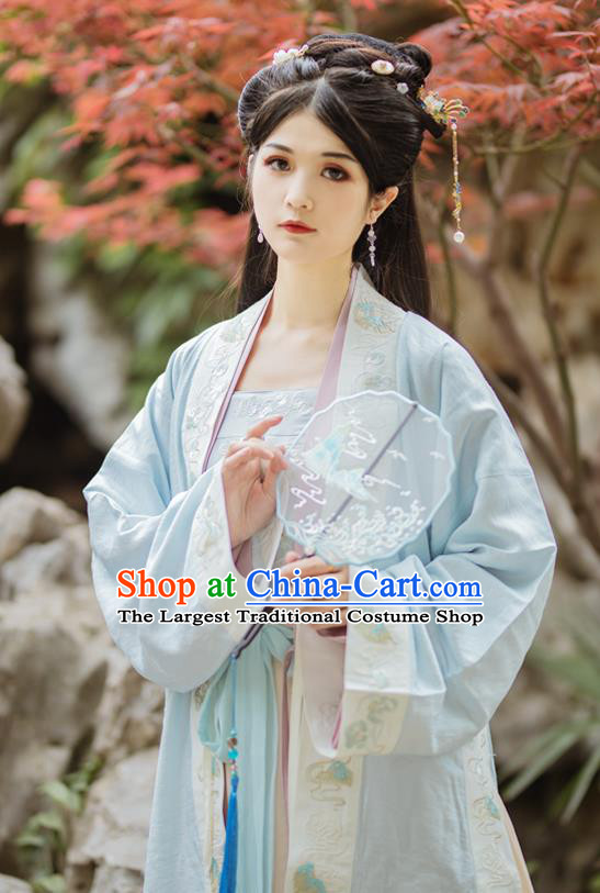 China Ancient Patrician Beauty Hanfu Clothing Traditional Song Dynasty Nobility Lady Historical Costumes Complete Set