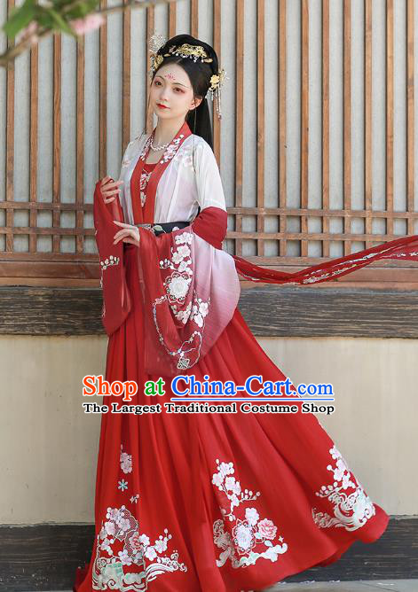 China Ancient Young Beauty Costumes Traditional Tang Dynasty Court Woman Hanfu Dress Historical Clothing