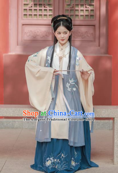 Chinese Ancient Noble Princess Embroidered Dress Traditional Ming Dynasty Taoist Nun Costumes for Women