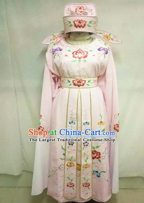 Chinese Traditional Peking Opera Scholar Embroidered Pink Costume Ancient Nobility Childe Clothing for Men