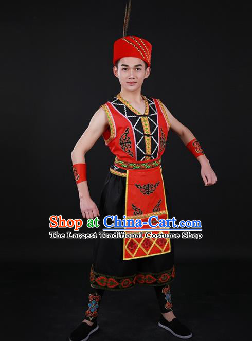 Chinese Traditional Gaoshan Nationality Festival Outfits Ethnic Minority Folk Dance Stage Show Costume for Men