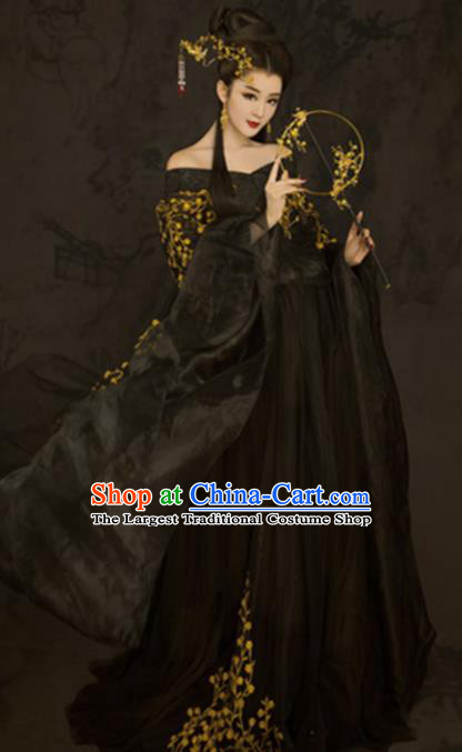 Chinese Ancient Court Princess Black Hanfu Dress Traditional Ming Dynasty Imperial Consort Costumes for Women