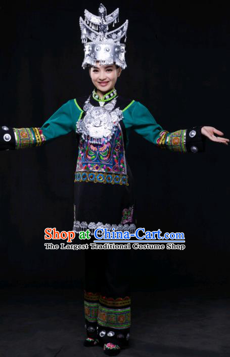 Chinese Traditional Shui Nationality Outfits Ethnic Minority Folk Dance Stage Show Costume for Women