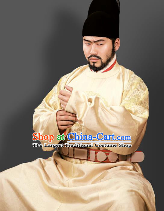 Chinese Ming Dynasty Emperor Embroidered Golden Imperial Robe Ancient Royal Highness Costumes for Men