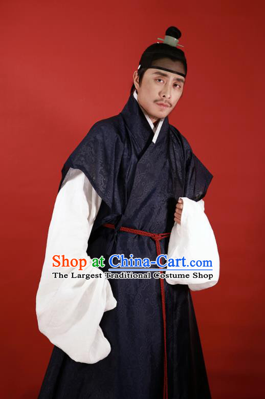 Traditional Chinese Ming Dynasty Officer Hanfu Clothing Ancient Taoist Priest Costumes for Men