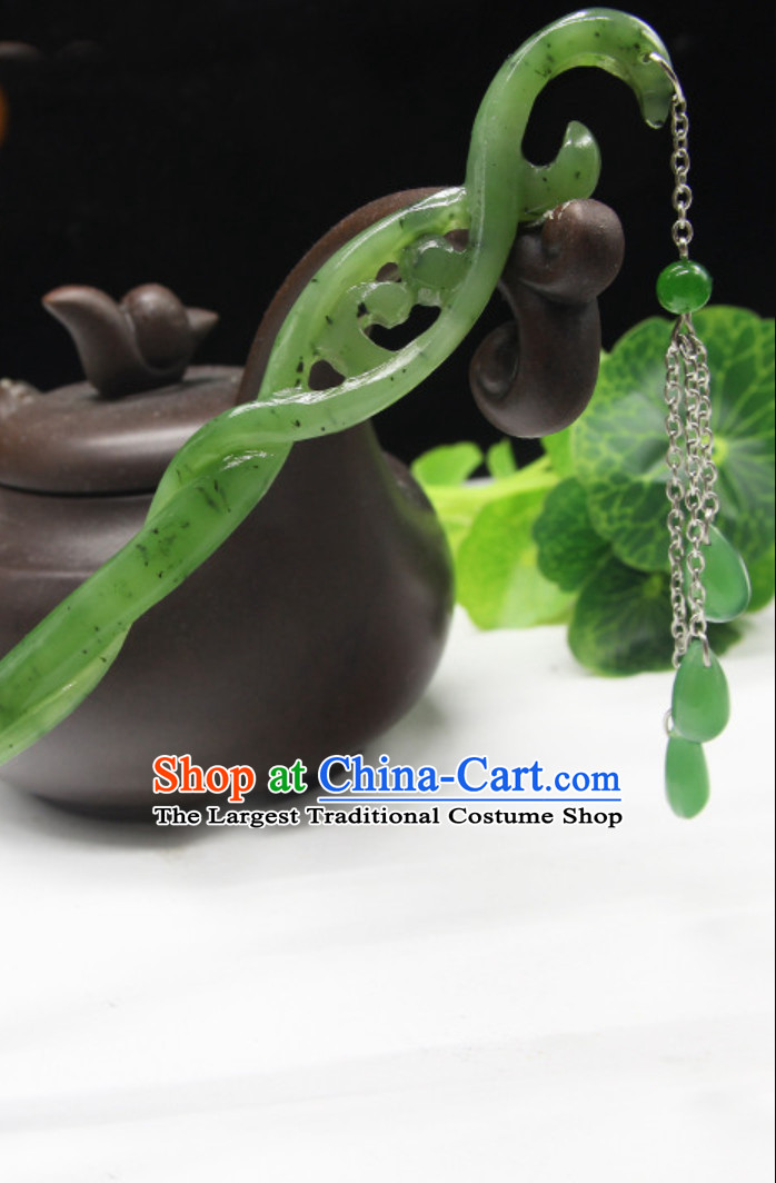 Origin of White Snake Pure Jade Hair Jewelry