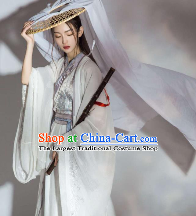 Chinese Ancient Swordsman Embroidered Clothing Traditional Jin Dynasty Female Knight Costume for Women