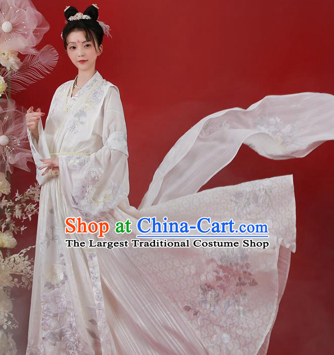 Chinese Ancient Palace Princess Embroidered Dress Traditional Tang Dynasty Royal Infanta Costumes for Women