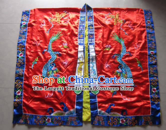 Chinese National Quanzhen Taoist Frock Embroidered Wine Red Cassock Traditional Taoism Rites Costume for Men