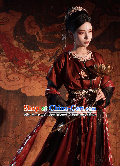 Chinese Traditional Tang Dynasty Court Maid Dress Ancient Flying Apsaras Historical Costumes for Women