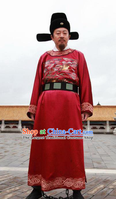 Chinese Traditional Ming Dynasty Minister Vestment Ancient Drama Official Historical Costumes for Men