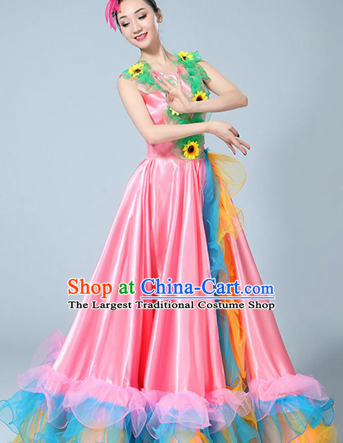 Chinese Traditional Opening Dance Pink Dress Classical Dance Stage Performance Costume for Women