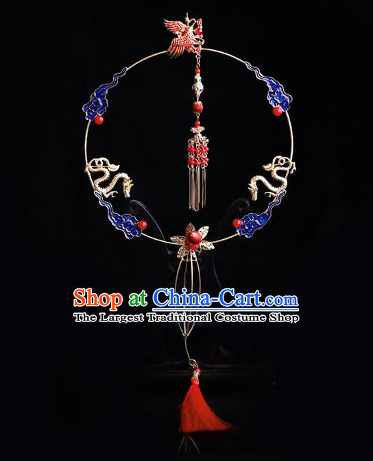 Chinese Traditional Bride Cloisonne Cloud Palace Fans Handmade Classical Hanfu Wedding Fan for Women