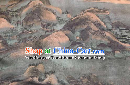 Chinese Traditional Landscape Design Pattern Silk Fabric Cheongsam Gambiered Guangdong Gauze Drapery