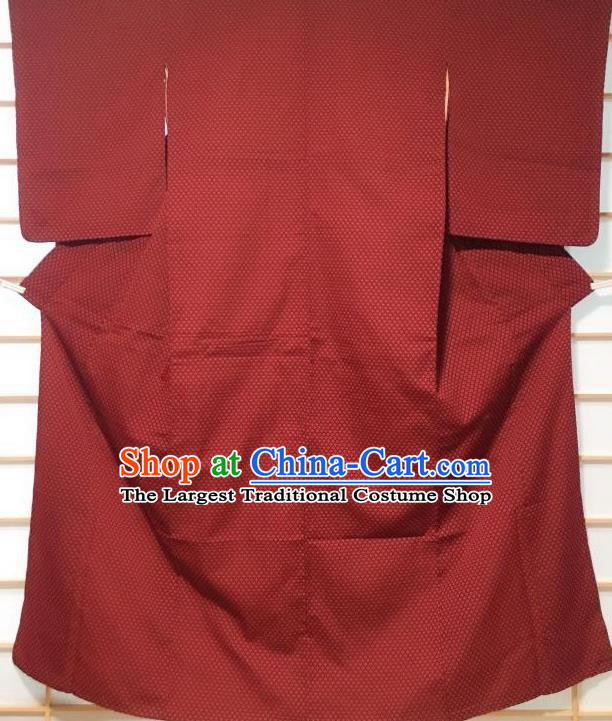 Japanese Traditional Purplish Red Kimono Japan Yukata Dress Costume for Women