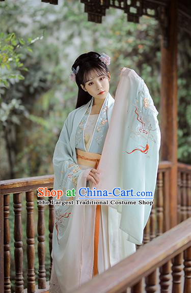 Chinese Traditional Tang Dynasty Royal Princess Historical Costume Ancient Goddess Embroidered Hanfu Dress for Women