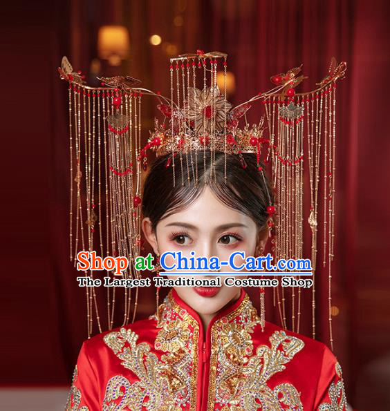 Chinese Traditional Wedding Lotus Phoenix Coronet Hair Accessories for Women