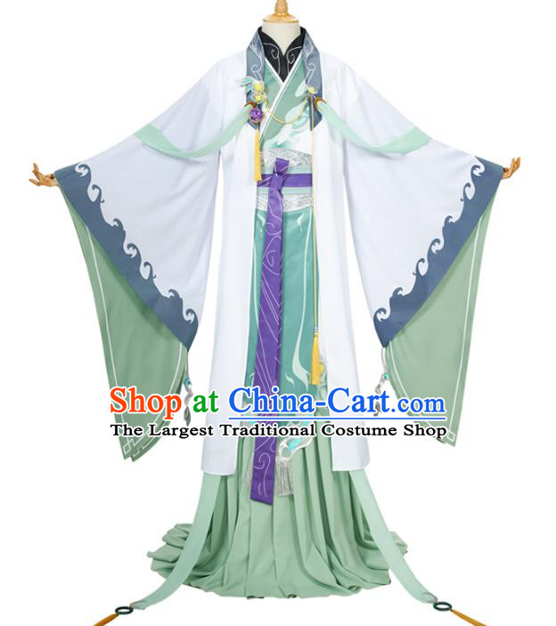 Traditional Chinese Cosplay Prince Knight Green Costume Ancient Swordsman Hanfu Clothing for Men