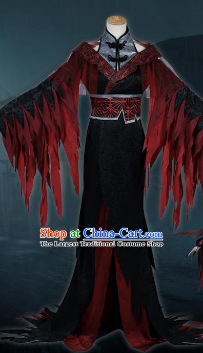 Traditional Chinese Cosplay Queen Black Dress Costume Ancient Female Swordsman Hanfu Costume for Women