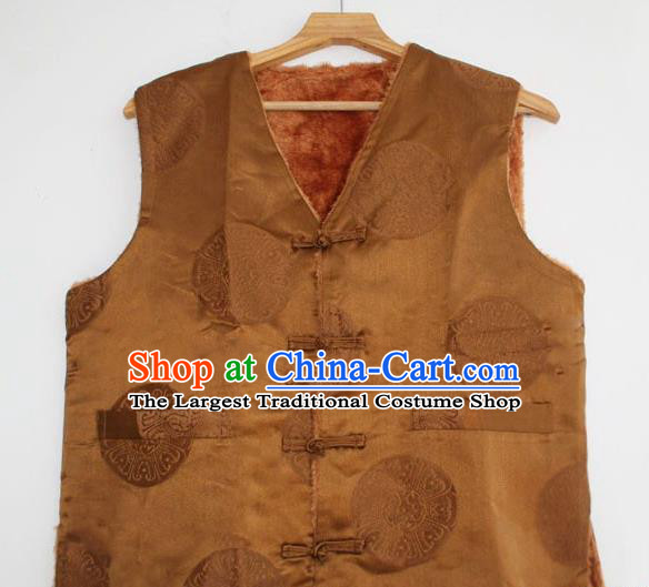 Chinese Tibetan Buddhism Woolen Vest Traditional Monk Waistcoat Upper Outer Garment for Men