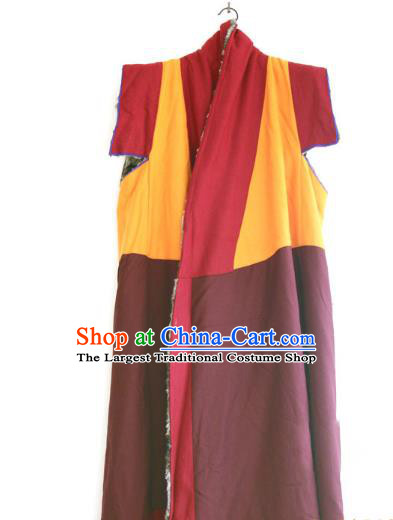 Chinese Tibetan Buddhism Winter Long Vest Traditional Monk Cape for Men