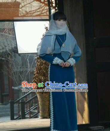 Drama WuXin The Monster Killer Republic of China Ancient Noble Mistress Yue Qiluo Qipao Dress and Headpiece for Women