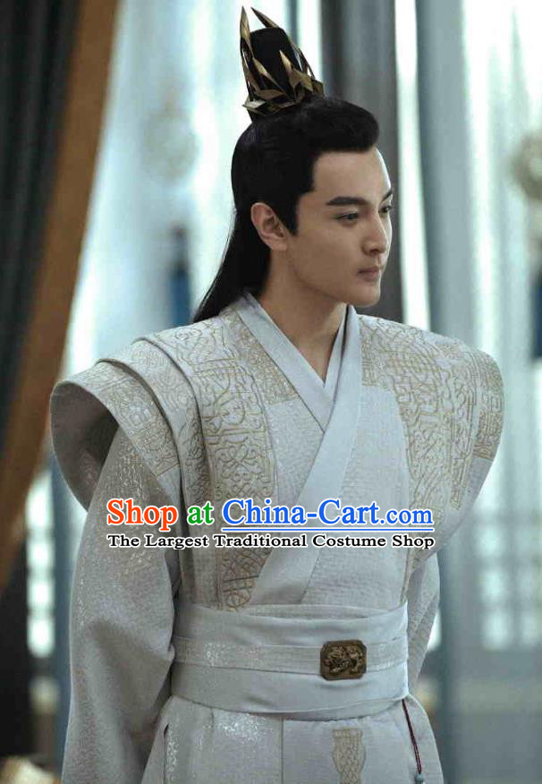 Chinese Ancient Crown Prince Li Chengqian Drama Qing Yu Nian Joy of Life Replica Costume and Headpiece Complete Set