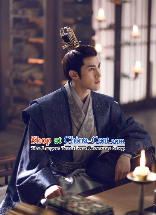 Chinese Drama Princess Silver Ancient Prince Wu You Historical Costume and Headwear for Men