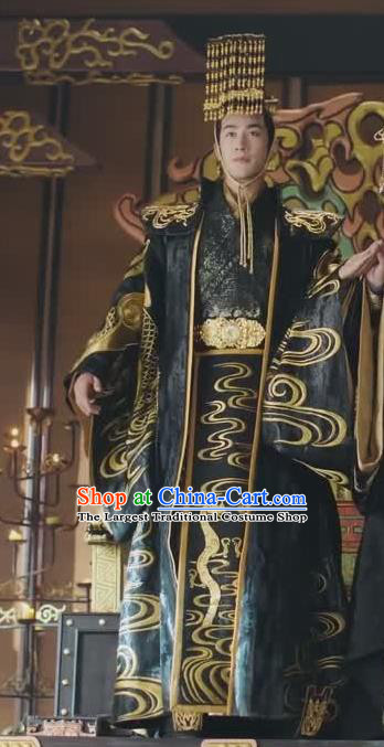 Chinese Drama Princess Silver Ancient Emperor Wu You Historical Costume and Headwear for Men