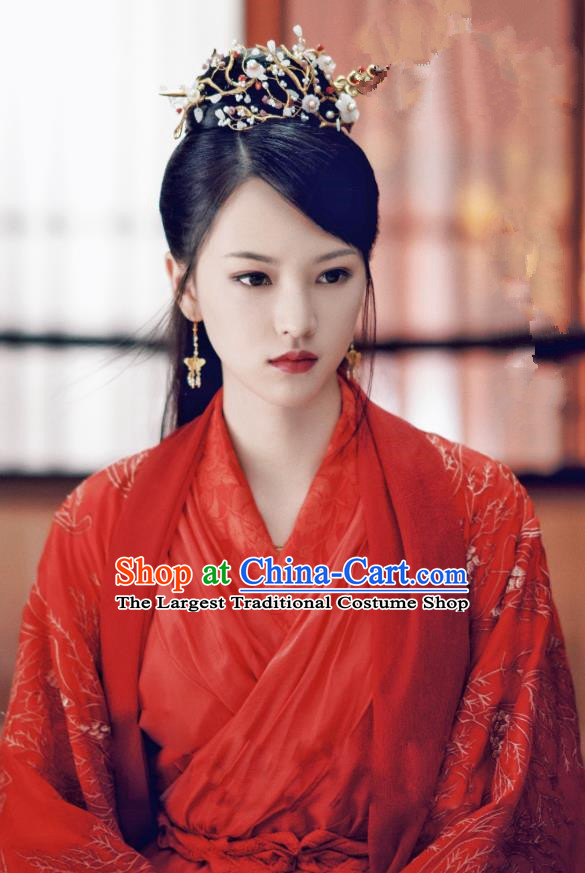 Chinese Ancient Princess Chen Yu Red Hanfu Dress Historical Drama Princess Silver Pink Costume and Headpiece for Women