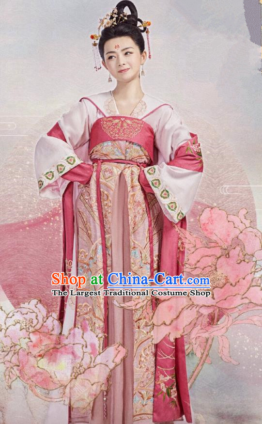 Chinese Ancient Court Princess Li Mingyue Hanfu Dress Historical Drama The Love By Hypnotic Costume and Headpiece for Women