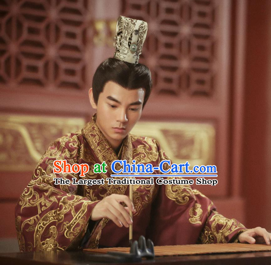 Drama Hero Dream Chinese Ancient Han Dynasty Minister Xiao He Costume and Headpiece Complete Set