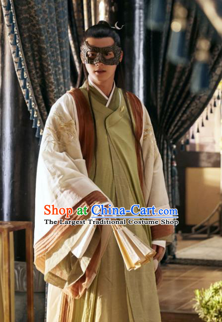 Chinese Ancient Scholar Hanfu Clothing and Hair Pin Drama Love of Thousand Years Musician of Li Fu Jiuyun Costumes