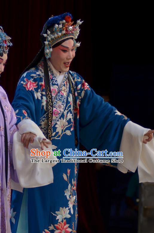 Chinese Peking Opera Niche Embroidered Mangnolia Garment The Dream in Lady Chamber Apparels Young Male Costumes and Headwear