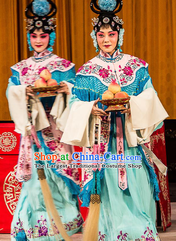 Chinese Peking Opera Hua Tan Garment Costumes Traditional Havoc In Heaven Apparels Goddess Dress and Headwear