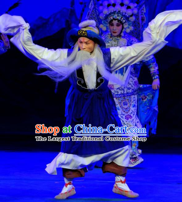 Chinese Peking Opera Elderly Men Apparels Yangmen Female General Costumes Laosheng Garment and Hat Complete Set