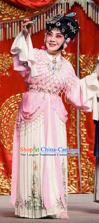 Traditional Chinese Peking Opera Hua Tan Costumes Apparels Garment Kun Opera Selling Youlang Exclusive to the Flower Leader Courtesan Pink Dress and Headdress