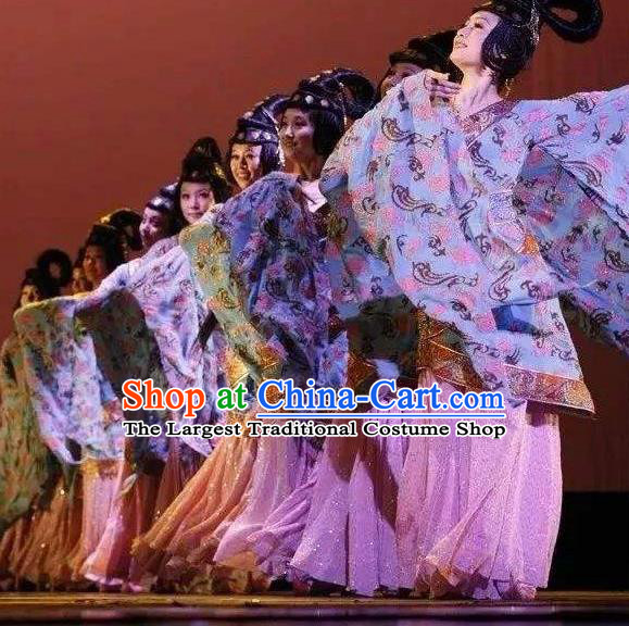 Chinese Yun Wen Clouds Traditional Han Dynasty Dance Dress Classical Dance Stage Performance Costume for Women