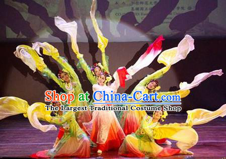 Chinese Flowers Contend in Beauty Classical Dance Dress Traditional Beijing Opera Dance Stage Performance Costume for Women