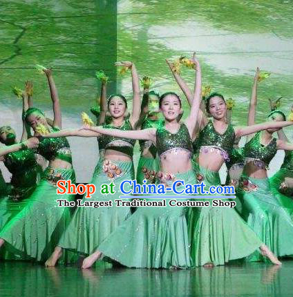 Chinese Fragrance of Miangui Flowers Dai Nationality Dance Green Dress Traditional Peacock Dance Stage Performance Costume for Women