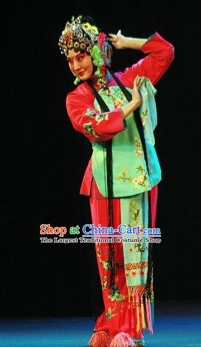 Chinese Peking Opera Hua Tan Garment Costumes and Headdress Pick Up the Jade Bracelet Yue Opera Actress Young Female Sun Yujiao Dress Apparels