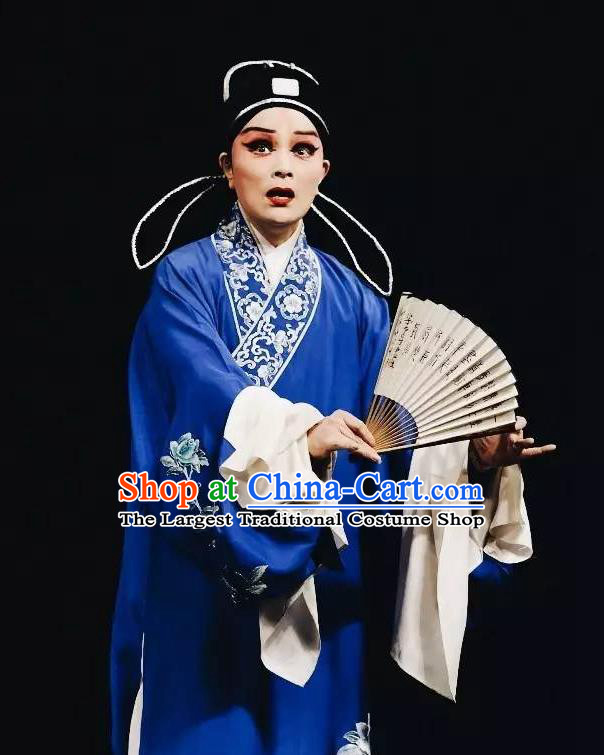 Chinese Kun Opera Young Male Role Apparels The Peach Blossom Fan Peking Opera Garment Niche Scholar Costumes and Hat