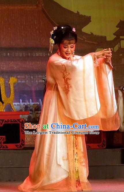 Chinese Shaoxing Opera Hua Tan Garment Apparels Costumes and Headpieces Han Wen Empress Yue Opera Queen Dress