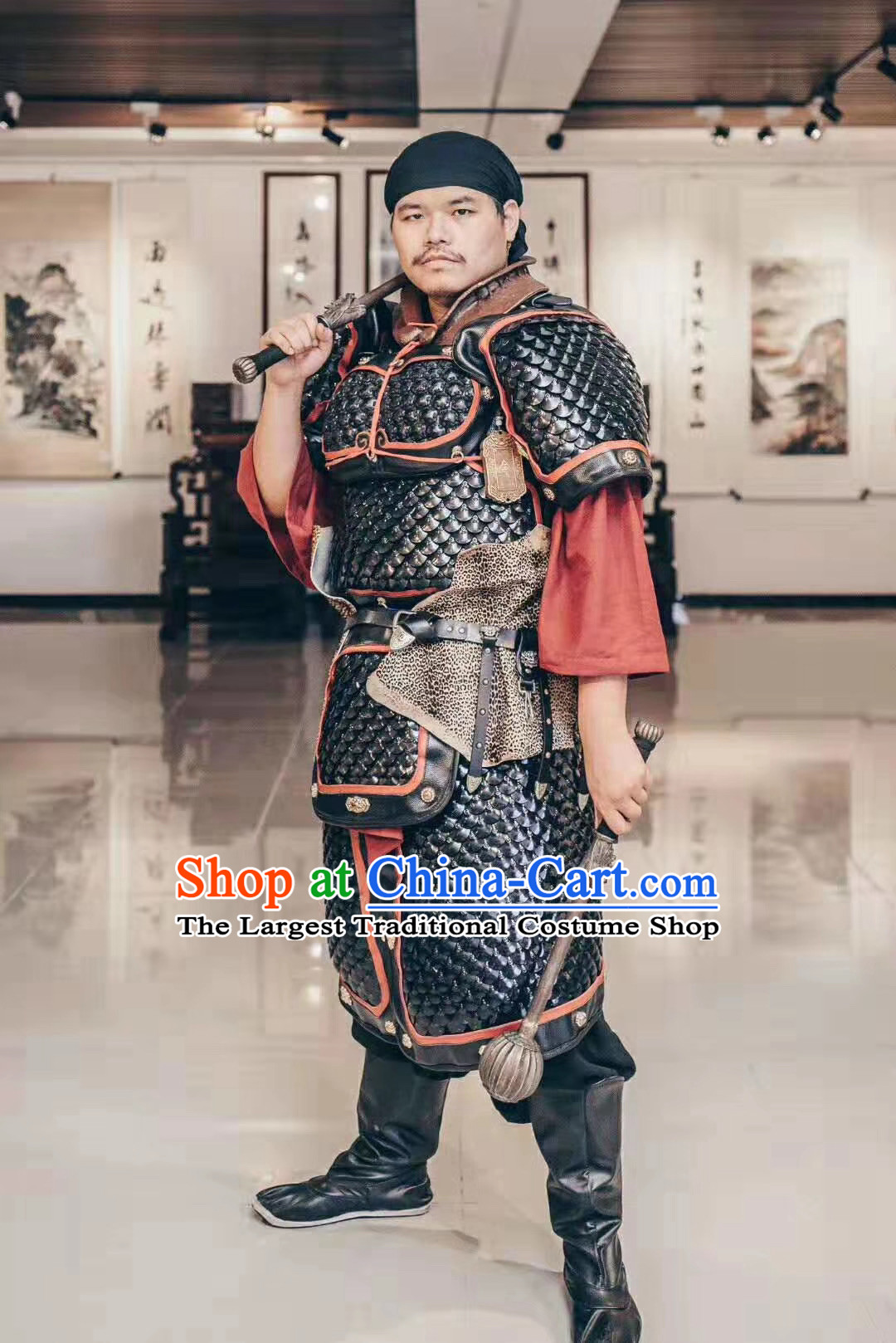 Custom Chinese Tang Dynasty Soldier Armor Suits Cosplay Drama Costumes Ancient General Apparels and Headwear Complete Set