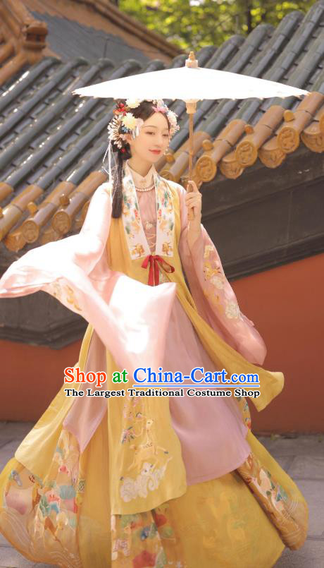 Chinese Ancient Young Lady Garment Clothing Ming Dynasty Noble Female Historical Costumes for Women