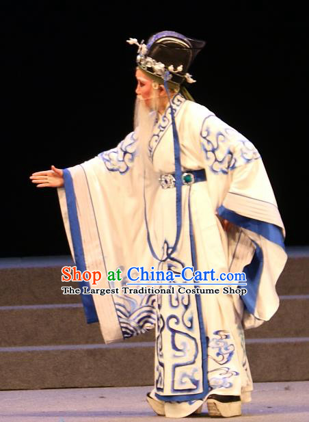 Chinese Yue Opera Elderly Male Costumes and Headwear Han Gong Yuan Shaoxing Opera Garment Official Huo Guang Apparels