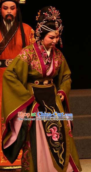 Chinese Shaoxing Opera Dowager Countess Dress Garment and Headpieces Han Gong Yuan Yue Opera Elderly Female Apparels Costumes