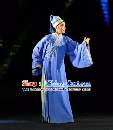 Chinese Yue Opera Xiao Xiao Chun Yu Scholar Zhang Zhichen Costumes and Headwear Shaoxing Opera Xiaosheng Young Male Garment Apparels