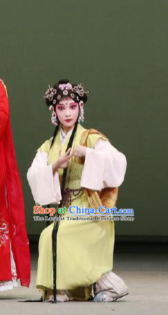 The Purple Hairpin Chinese Kun Opera Servant Girl Costumes Peking Opera Young Lady Garment Xiao Dan Dress Apparels and Headpieces